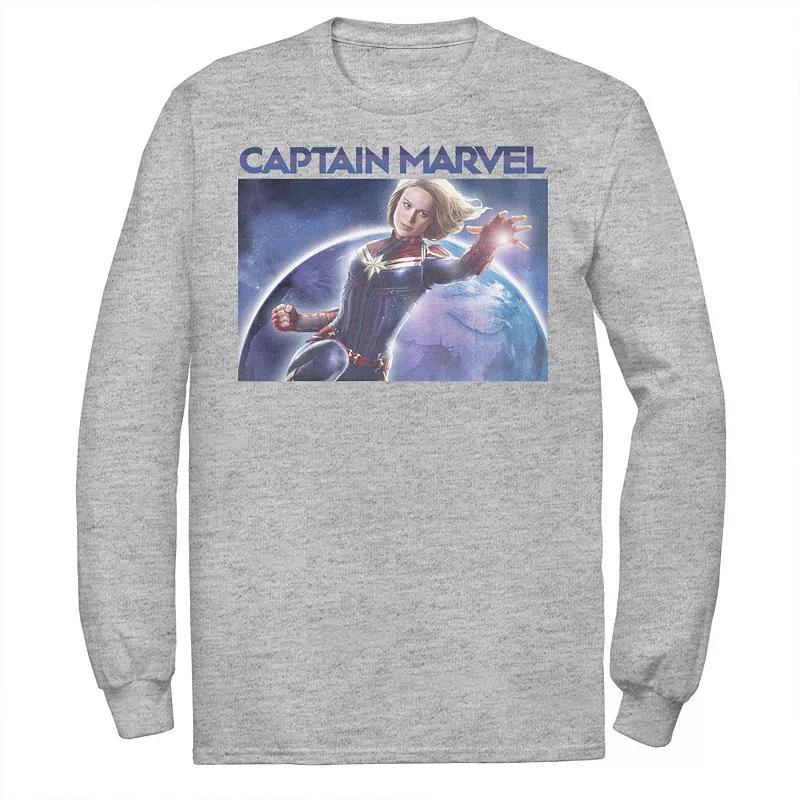 Mens Captain Marvel In Space Portrait Tee Athletic Grey Product Image