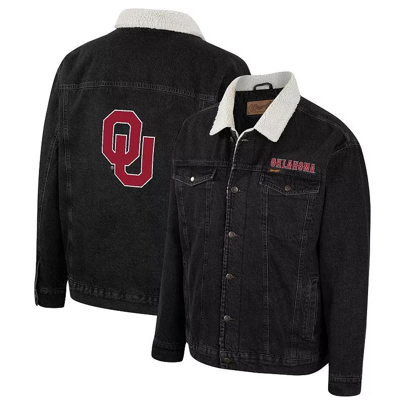 Mens Colosseum x Wrangler Charcoal Oklahoma Sooners Western Button-Up Denim Jacket Product Image