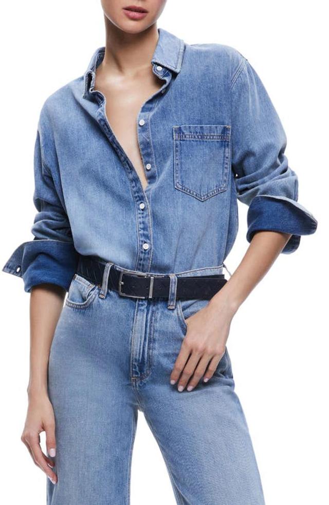 Finely Oversized Denim Shirt In Sadie Light Vintage Blue Product Image