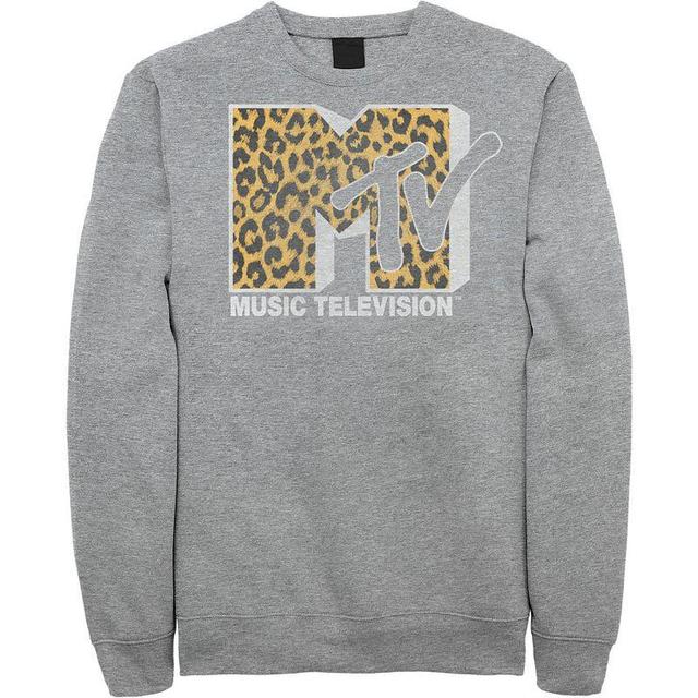 Mens MTV Logo Cheetah Print Sweatshirt Grey Product Image