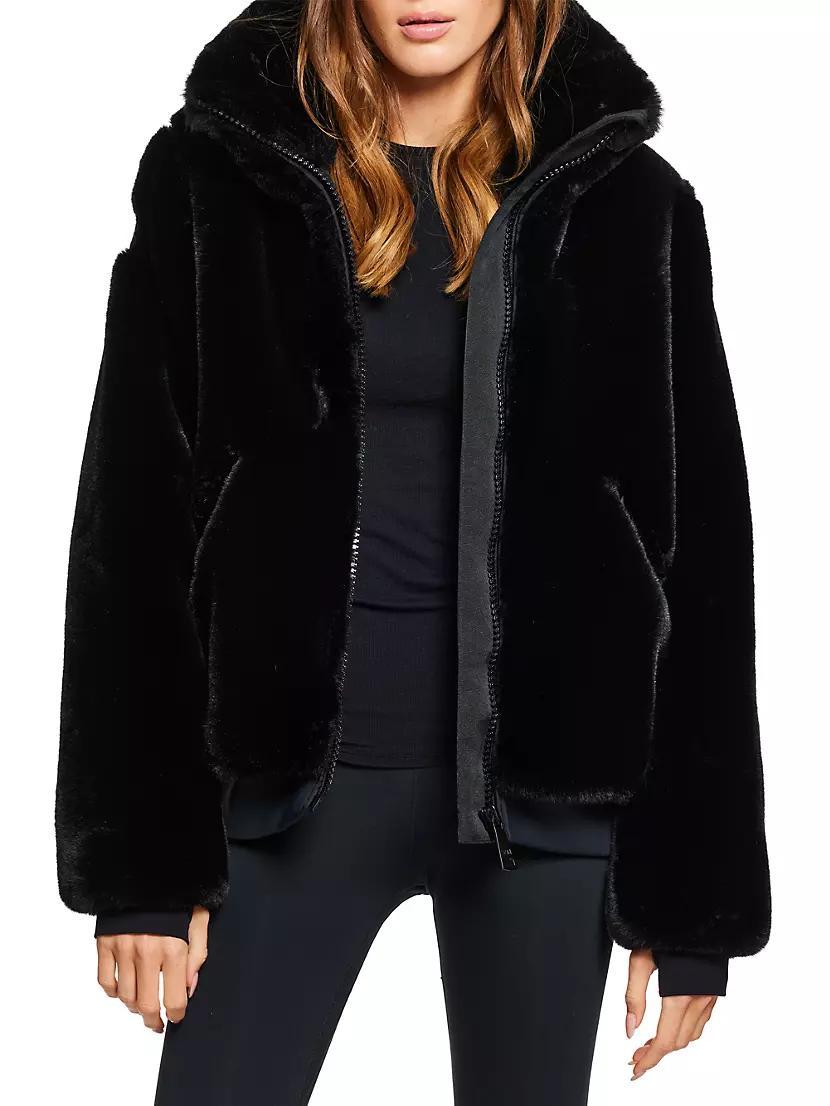 Zip-Front Faux Fur Jacket Product Image