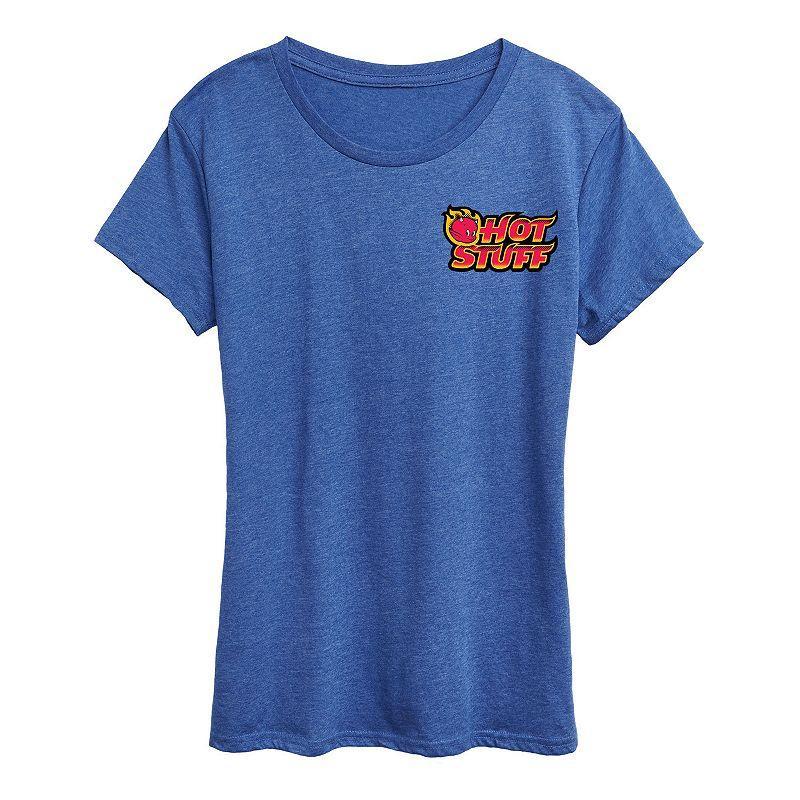 Womens Hot Stuff Cute But Weird Graphic Tee, Girls Grey Royal Blue Product Image