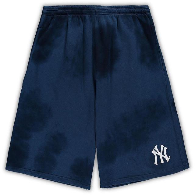 Mens New York Yankees Big & Tall Tye Dye Fleece Shorts Blue Product Image