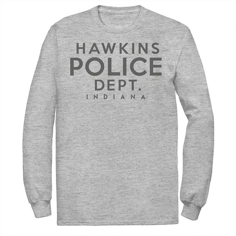 Mens Stranger Things Hawkins Police Dept. Indiana Tee Athletic Grey Product Image