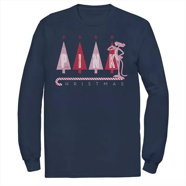 Mens Pink Panther Pink Christmas Tee Blue Product Image