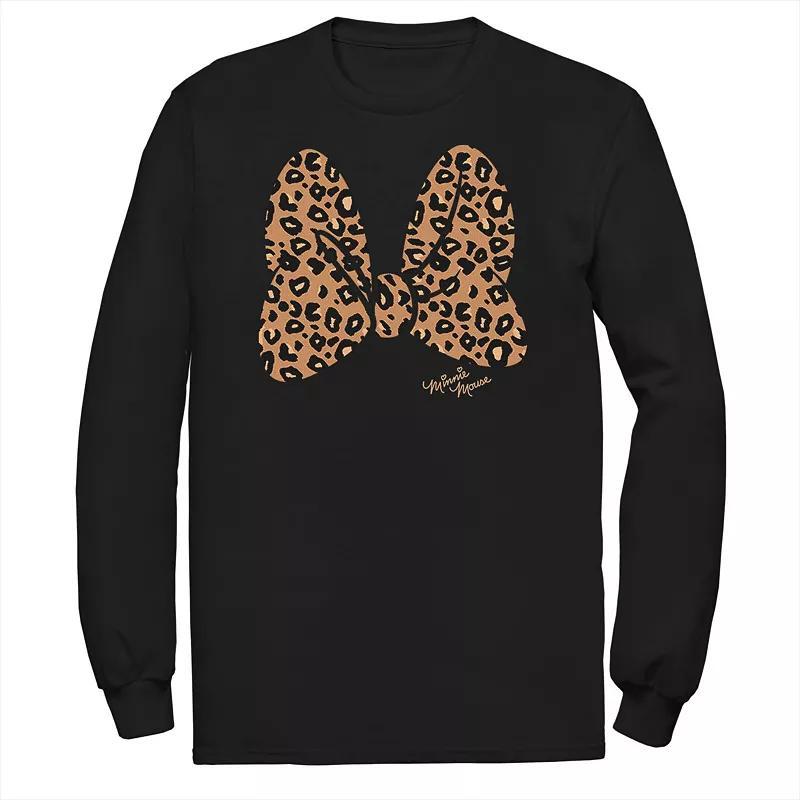 Disneys Minnie Mouse Big & Tall Leopard Print Bow Long Sleeve Graphic Tee, Mens Product Image