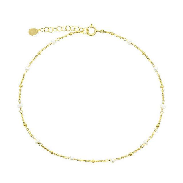 Argento Bella Freshwater Cultured Pearl Beaded Anklet, Womens Gold Tone Product Image