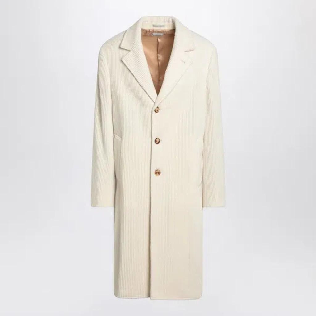 BRUNELLO CUCINELLI Ivory Corduroy Coat In White Product Image