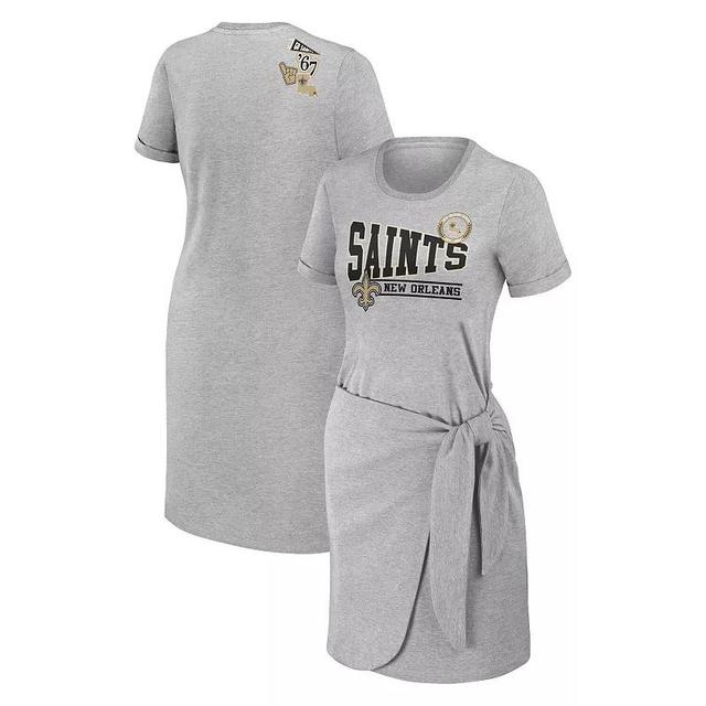 Womens WEAR by Erin Andrews Heather Gray New Orleans Saints Knotted T-Shirt Dress Product Image