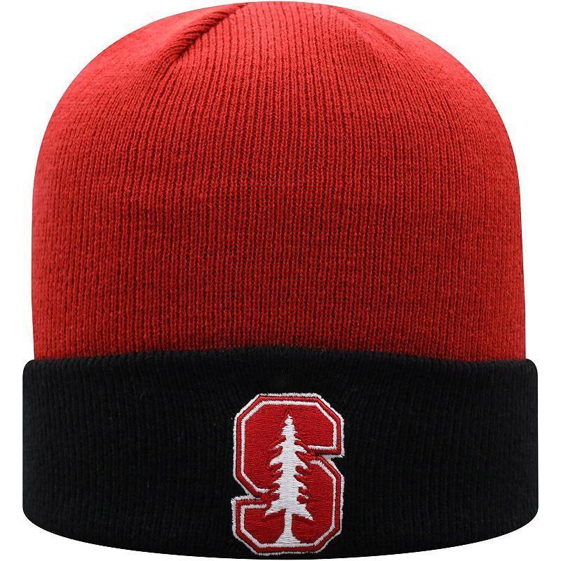 Mens Top of the World Cardinal/Black Stanford Cardinal Core 2-Tone Cuffed Knit Hat Product Image