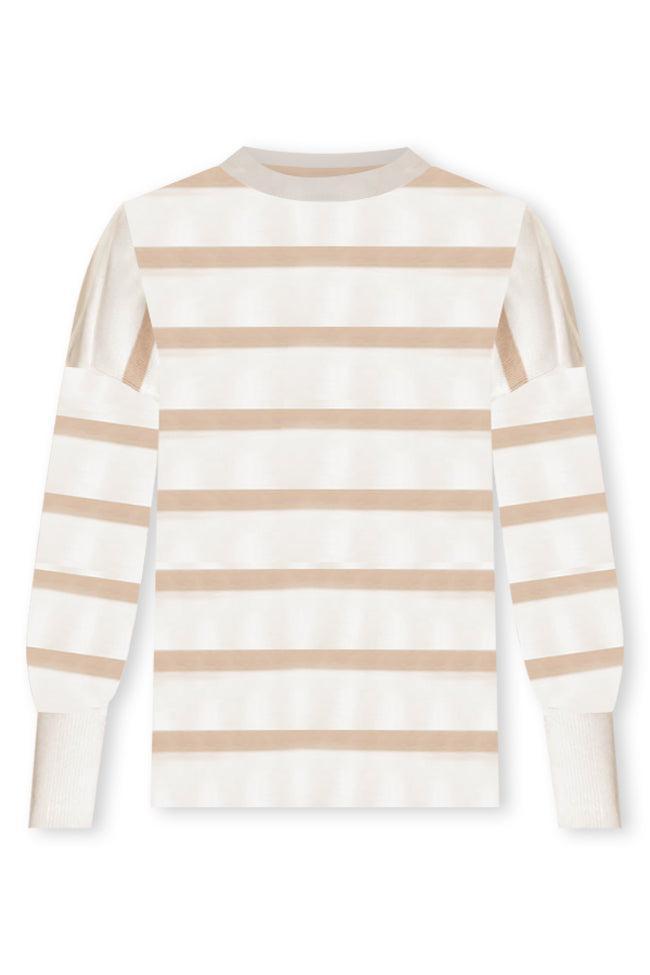 Crushing On You Brown Striped Crew Neck Sweater Product Image