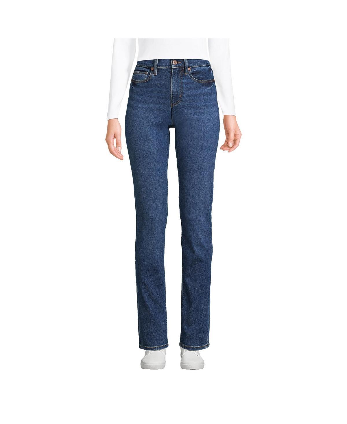 Womens Tall Lands End Recover High-Rise Straight-Leg Jeans Blue Product Image