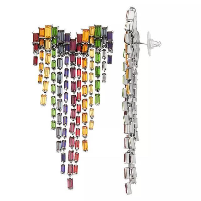 Simply Vera Vera Wang Silver Tone Rainbow Bars Heart Chandelier Drop Earrings, Womens, Multicolor Product Image