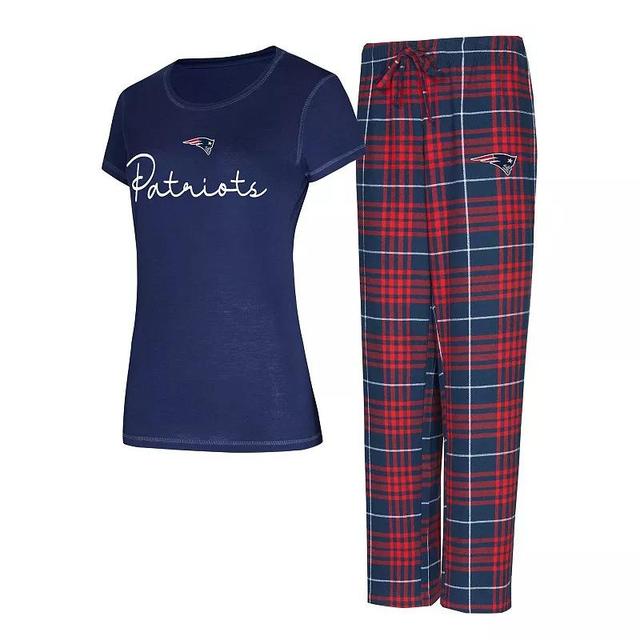 Womens Concepts Sport New England Patriots Vector T-Shirt & Flannel Pants Sleep Set Blue Product Image