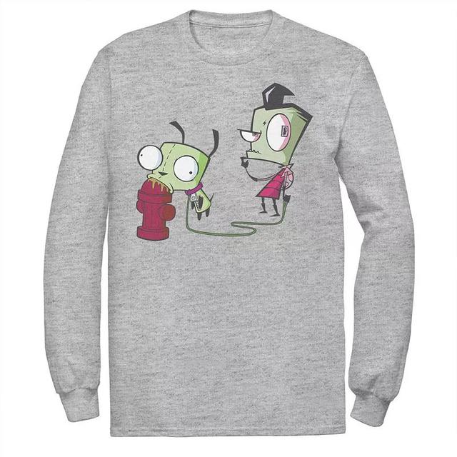 Mens Nickelodeon Invader Zim Walking Gir Fire Hydrant Portrait Long Sleeve Graphic Tee Product Image