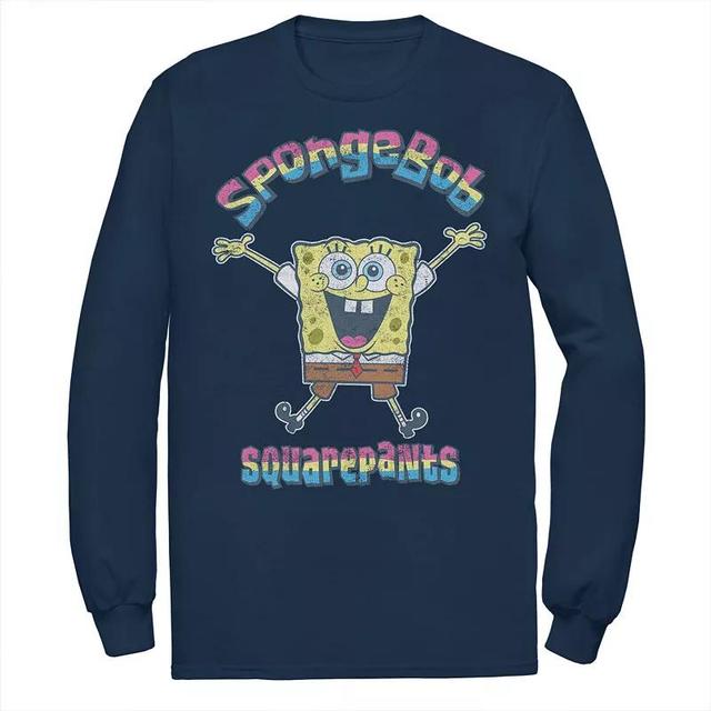 Mens Nickelodeon SpongeBob SquarePants Rainbow Logo Tee Blue Product Image