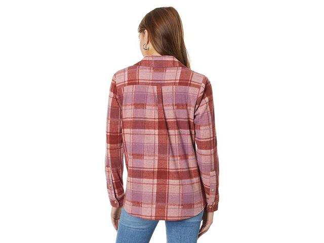 Lucky Brand Cozy Plaid Knit Shirt Jacket (Lilas Pink Plaid) Women's Clothing Product Image