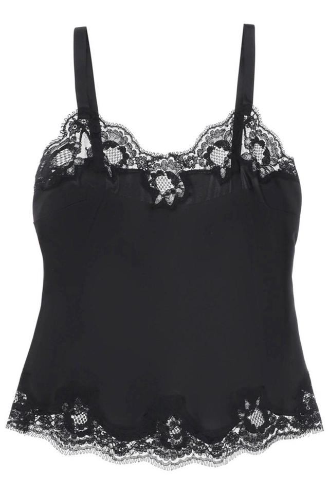 Satin Lingerie Top With Lace In Black Product Image