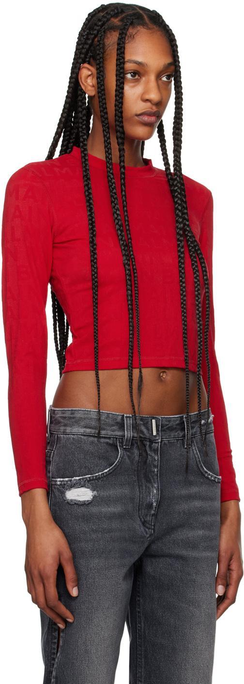 BALMAIN Red Jacquard Long Sleeve T-shirt In 600 Red Product Image