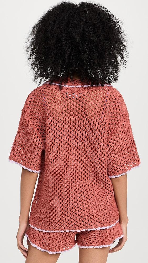 MINKPINK Carver Crochet Henley Top | Shopbop Product Image