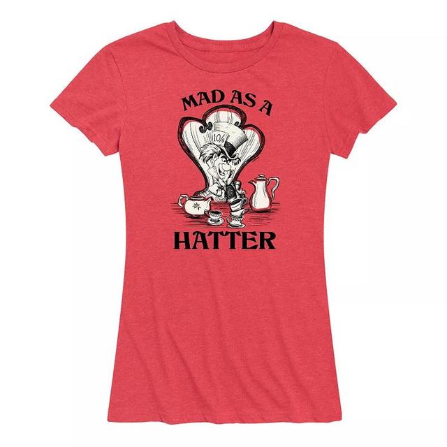 Disneys Alice in Wonderland Womens Mad As A Hatter Graphic Tee, Girls Grey Gray Product Image