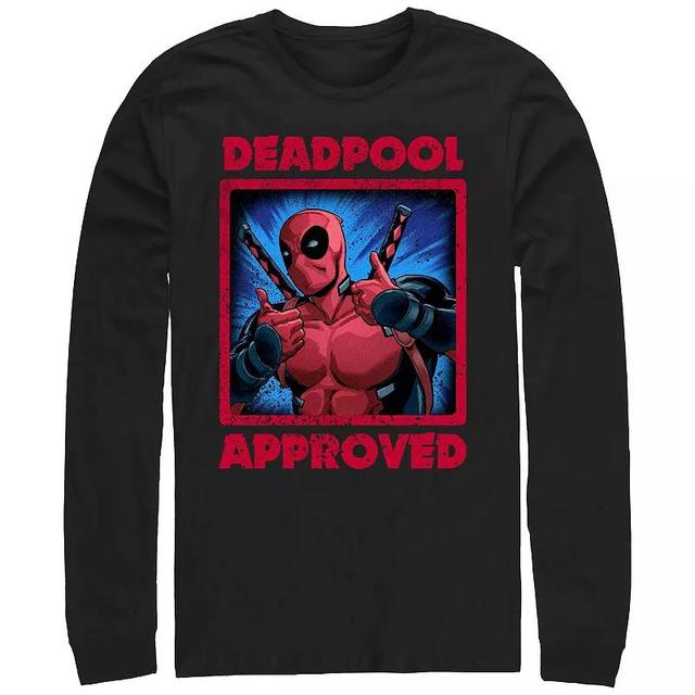 Mens Marvel Deadpool Approved Poster Long Sleeve Graphic Tee Product Image