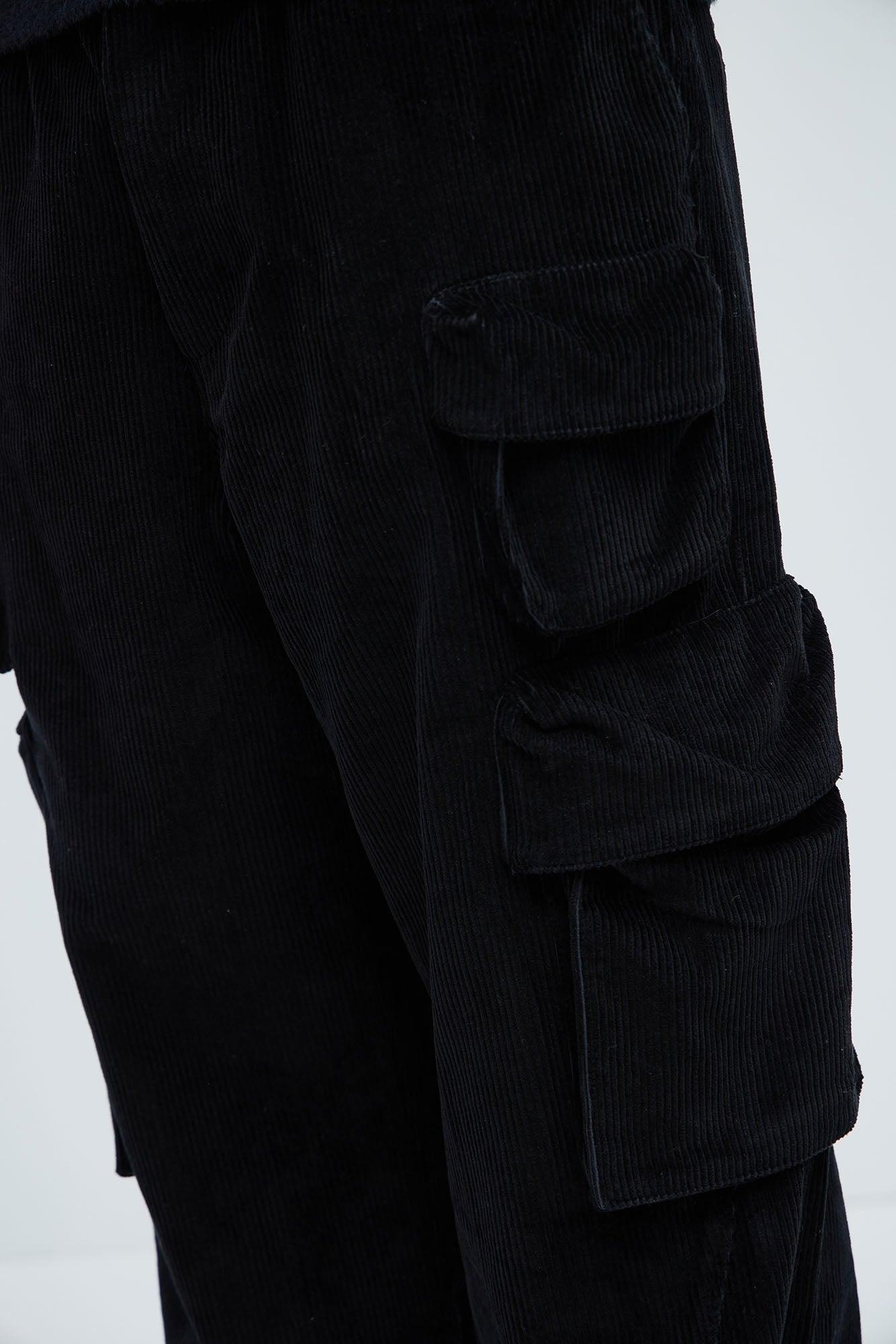 Louie Corduroy Cargo Pants - Black Product Image