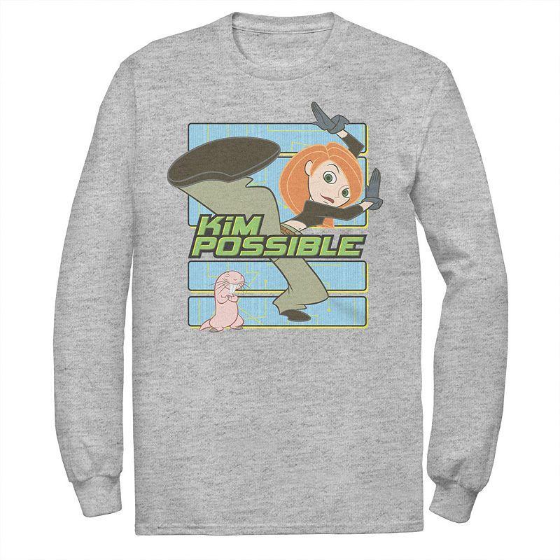 Mens Disneys Kim Possible Kicking Bad Guys Tee Athletic Grey Product Image