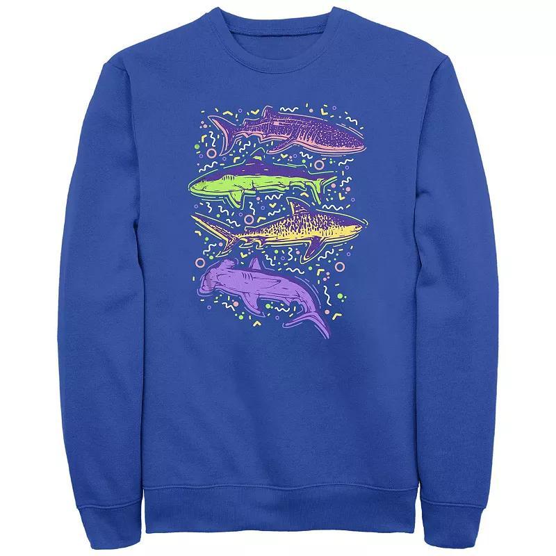 Mens Colorful Sharks And Doodles Graphic Fleece Product Image