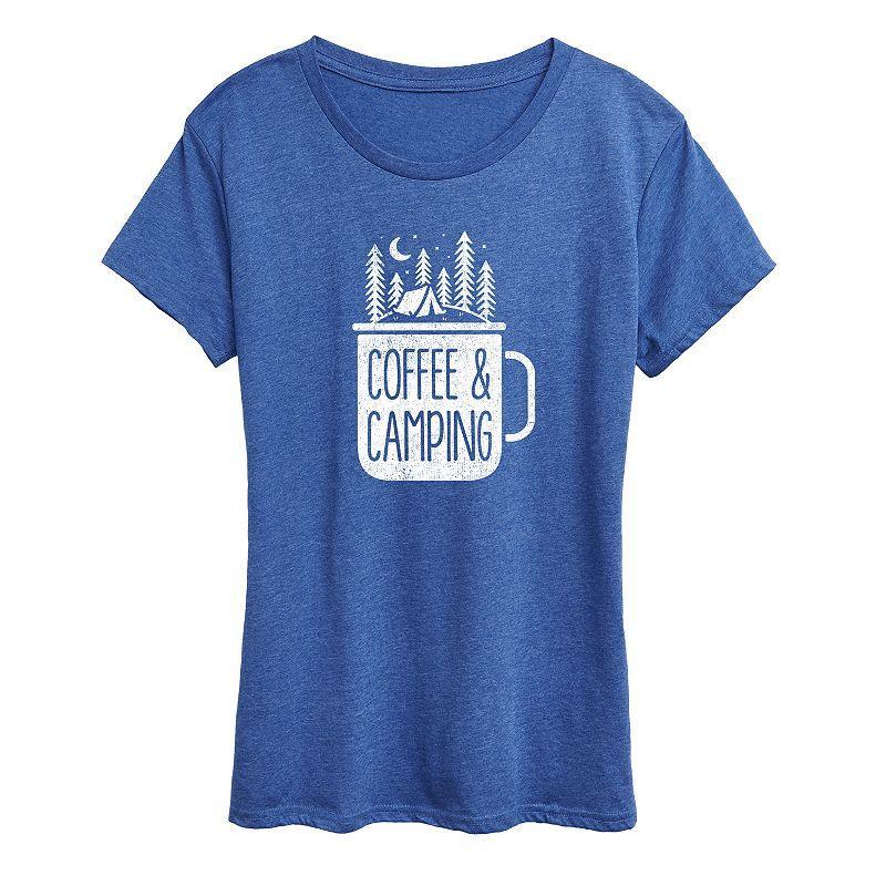 Womens Coffee And Camping Graphic Tee, Girls Product Image