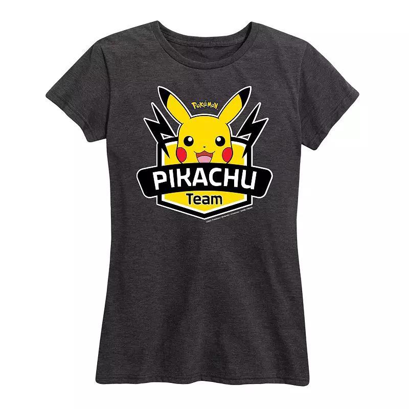 Plus Pokemon Team Pikachu Graphic Tee, Womens Heather Grey Product Image