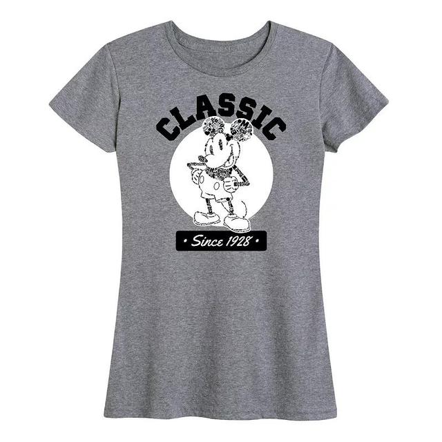 Disneys Mickey Mouse Womens Classic Since 1928 Graphic Tee Grey Gray Product Image