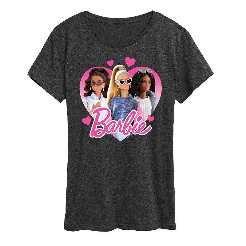 Womens Barbie Group Heart Graphic Tee Heather Grey Product Image