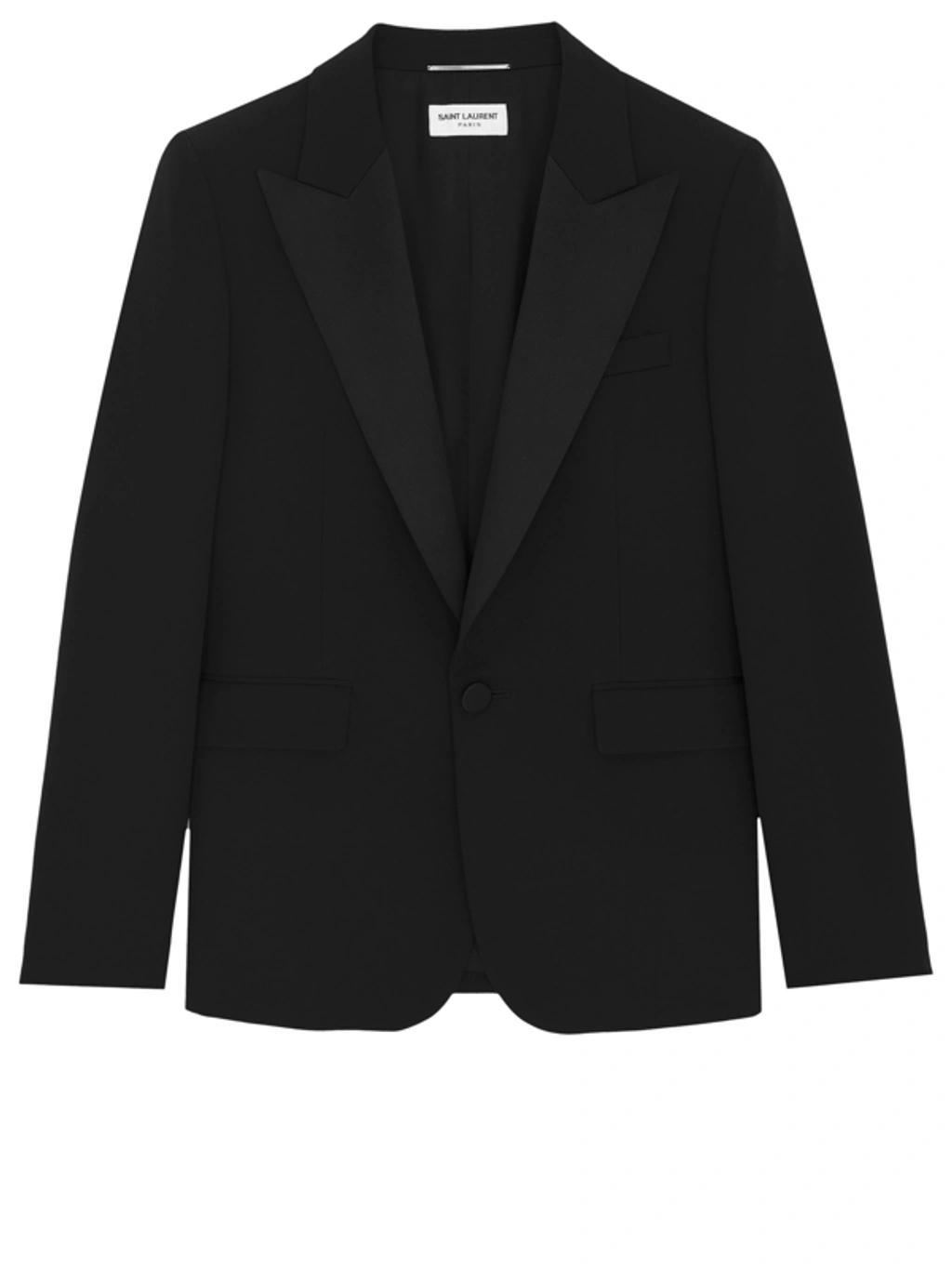 Men Single-breasted Tuxedo Jacket In Black Product Image