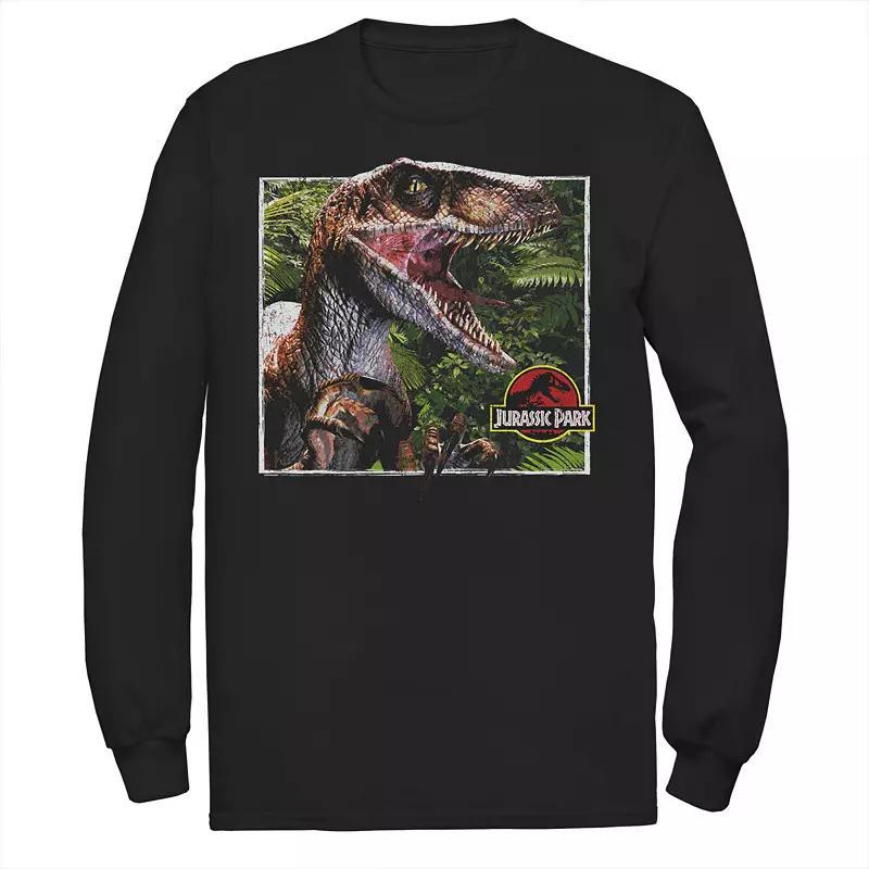 Mens Jurassic Park Raptor Coming Out Of Forest Long Sleeve Tee Product Image