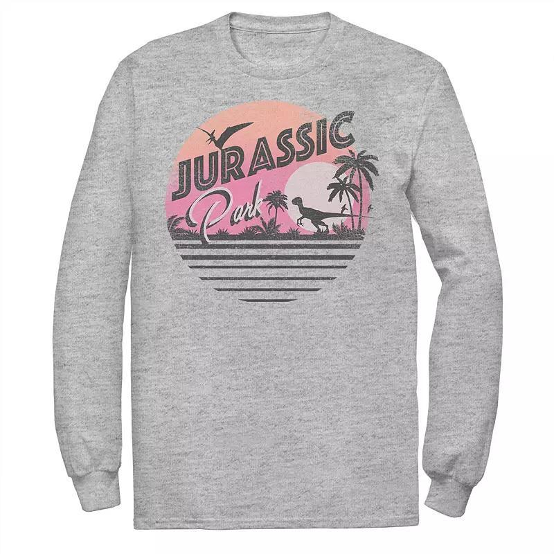 Mens Jurassic Park Pink Gradient Sunset Get Wild Graphic Tee Athletic Grey Product Image