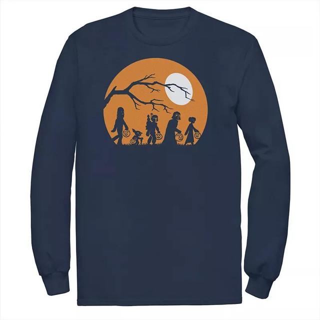 Big & Tall Star Wars Trick Or Treat Halloween Silhouette Long Sleeve Tee, Mens Blue Product Image