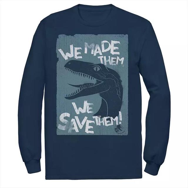 Mens Jurassic World Two We Made Them We Save Them Tee Blue Product Image