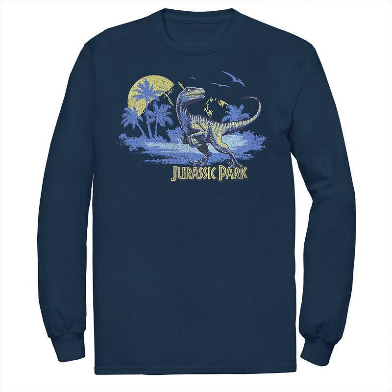 Mens Jurassic Park Raptor Distressed Portrait Tee Blue Product Image