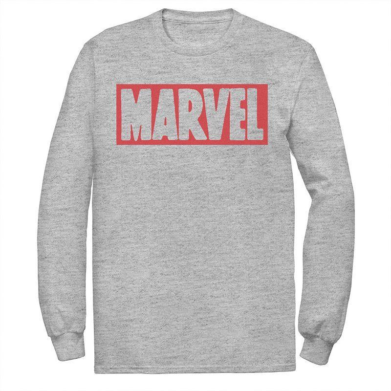 Mens Marvel Simple Brick Logo Outline Tee Athletic Grey Product Image