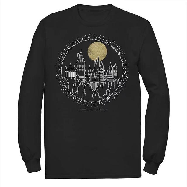 Mens Harry Potter Deathly Hallows 2 Hogwarts Line Art Long Sleeve Tee Product Image