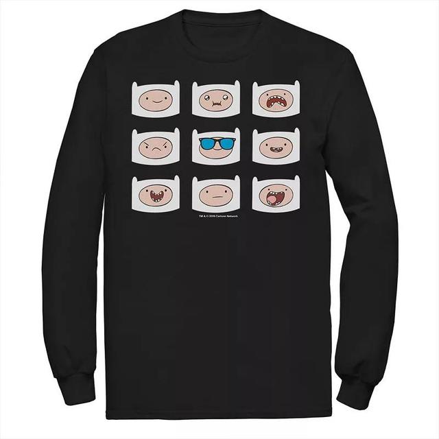 Mens Adventure Time Finns Many Faces Grid Long Sleeve Graphic Tee Blue Product Image