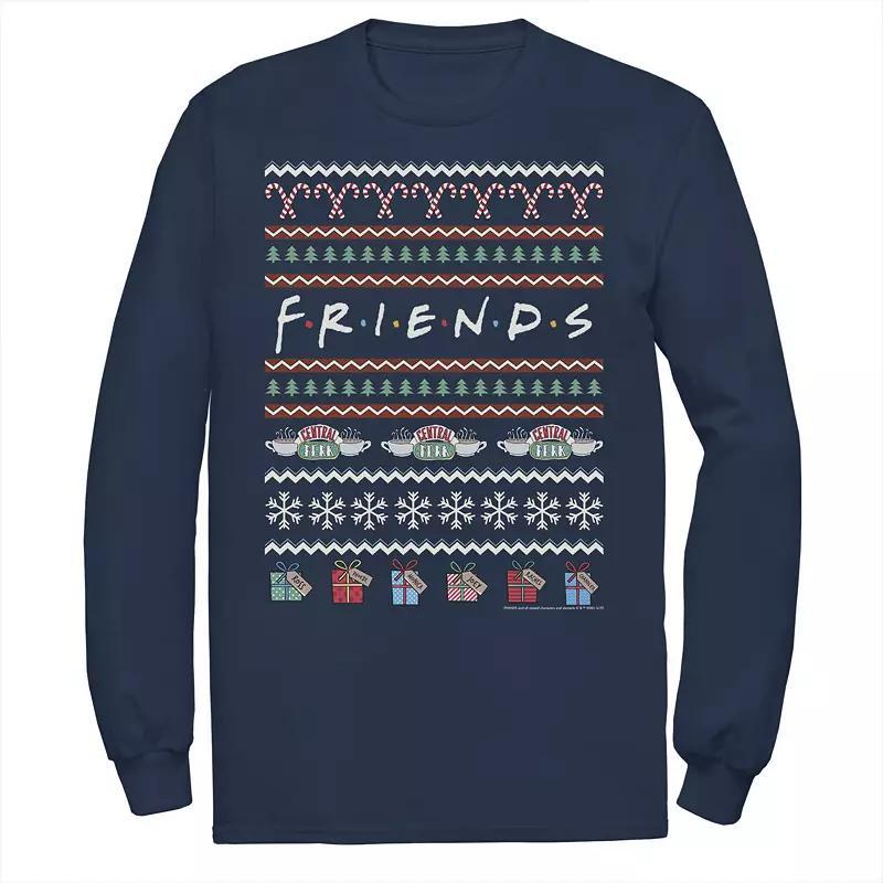 Mens Friends Christmas Ugly Sweater Style Logo Tee Blue Product Image