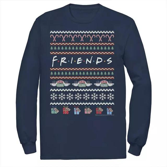 Mens Friends Christmas Ugly Sweater Style Logo Tee Blue Product Image