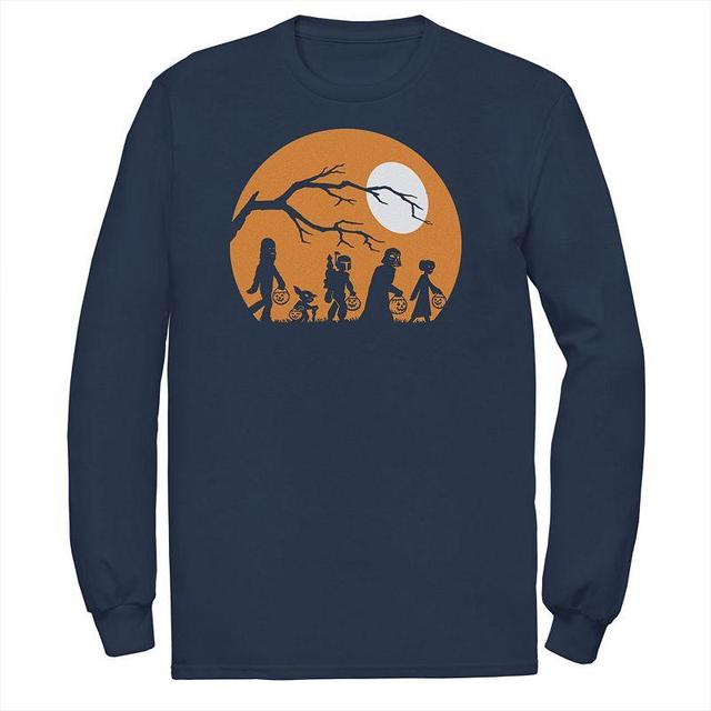 Big & Tall Star Wars Trick Or Treat Halloween Silhouette Long Sleeve Tee, Mens Blue Product Image