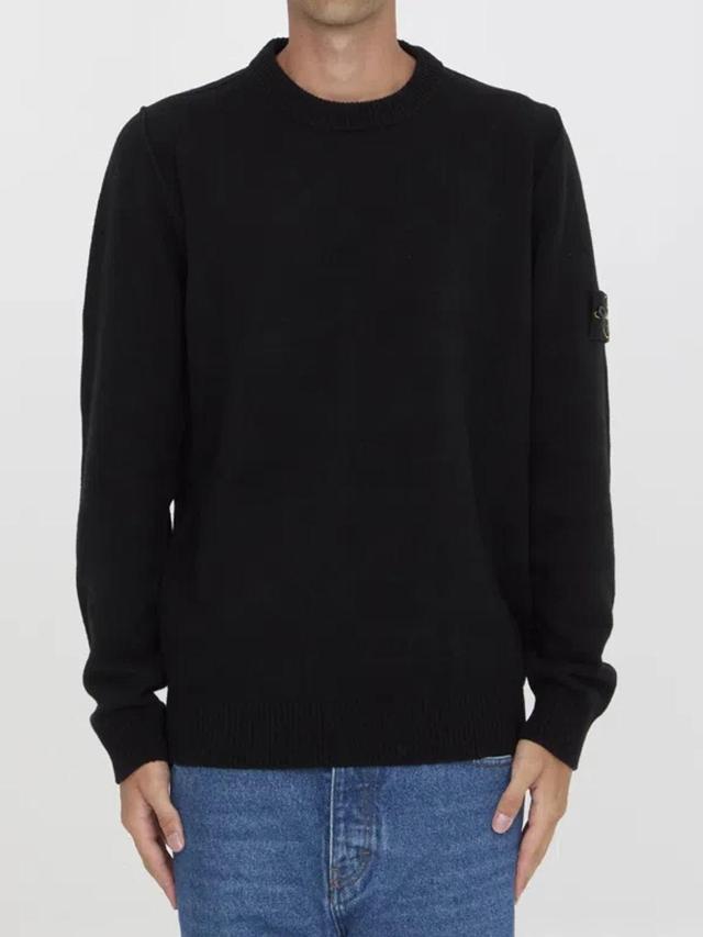 STONE ISLAND Black Wool Sweater Product Image