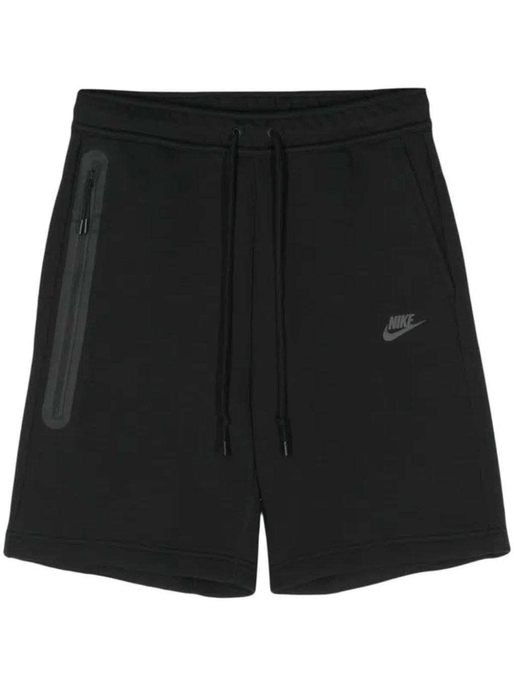 Straight-leg Cotton-blend Tech-fleece Drawstring Shorts In 010 Black/black Product Image