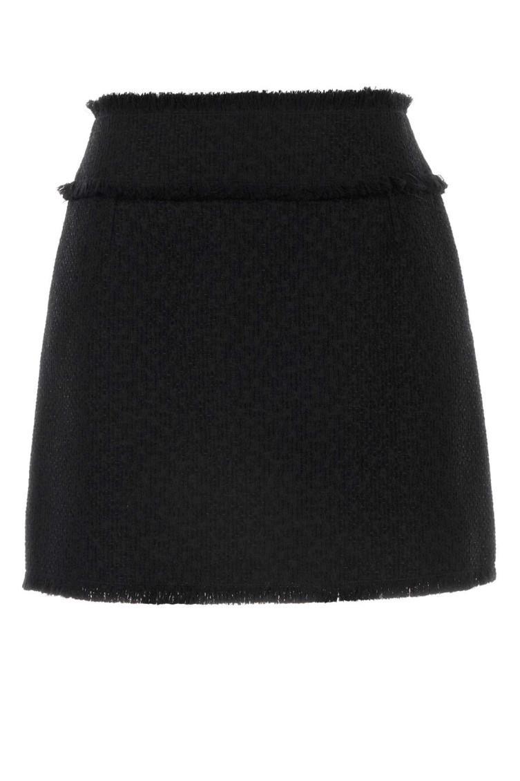 DOLCE & GABBANA Black Boucl Mini Skirt Product Image