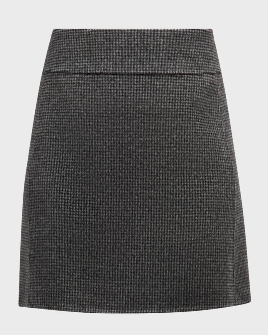 Stone Wool-Blend Houndstooth Mini Skirt  Product Image