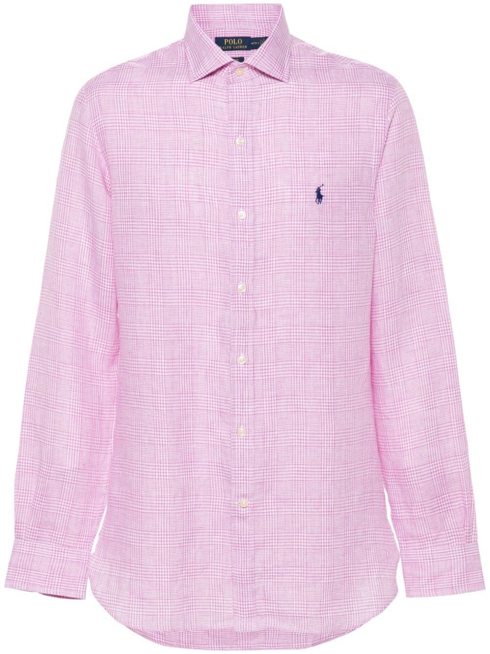 Polo Pony-embroidered Checked Shirt In Pink Product Image